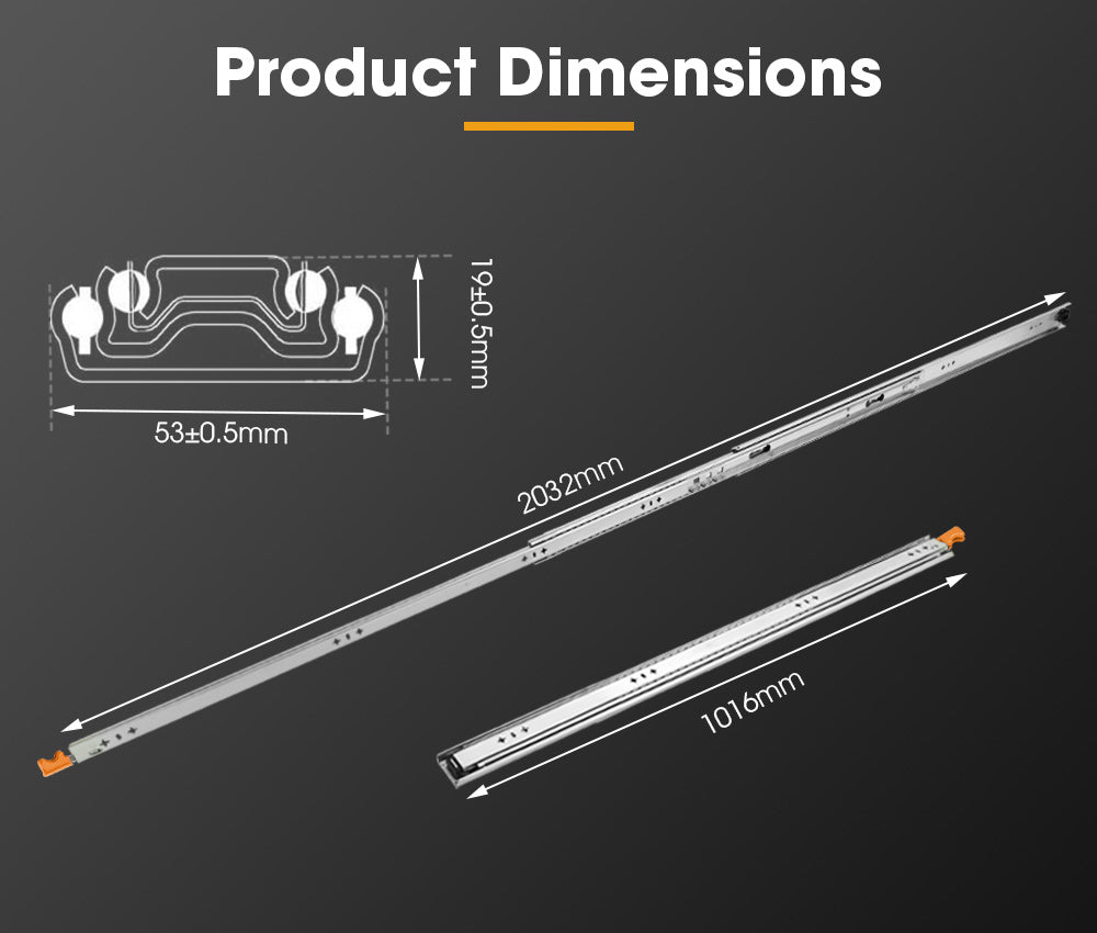 San Hima 2x 125kg Locking Drawer Slides / Runners 356mm to 1016mm