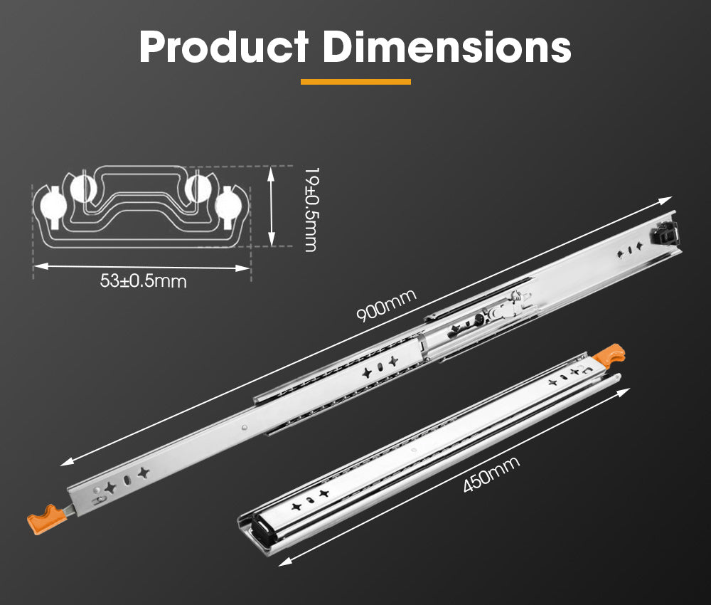 San Hima 2x 125kg Locking Drawer Slides / Runners 356mm to 1016mm