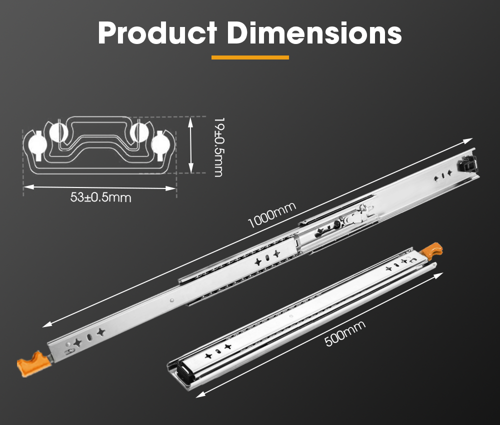 San Hima 2x 125kg Locking Drawer Slides / Runners 356mm to 1016mm