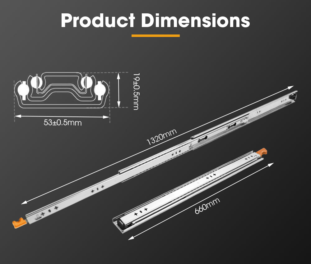 San Hima 2x 125kg Locking Drawer Slides / Runners 356mm to 1016mm