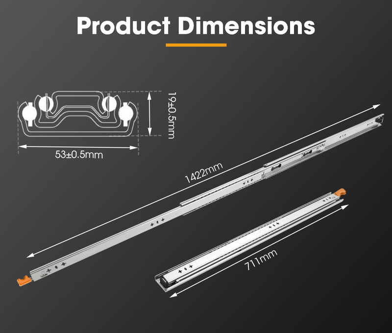 San Hima 2x 125kg Locking Drawer Slides / Runners 356mm to 1016mm