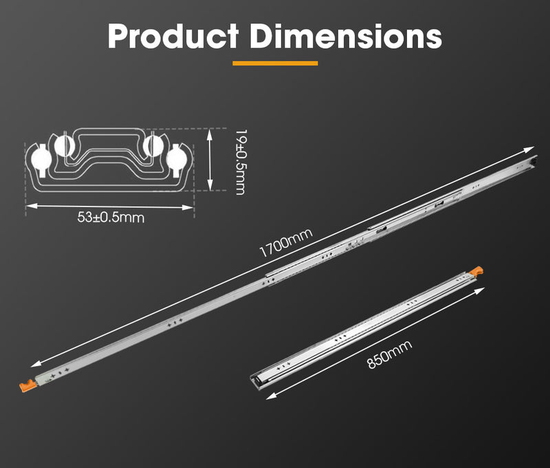 San Hima 2x 125kg Locking Drawer Slides / Runners 356mm to 1016mm