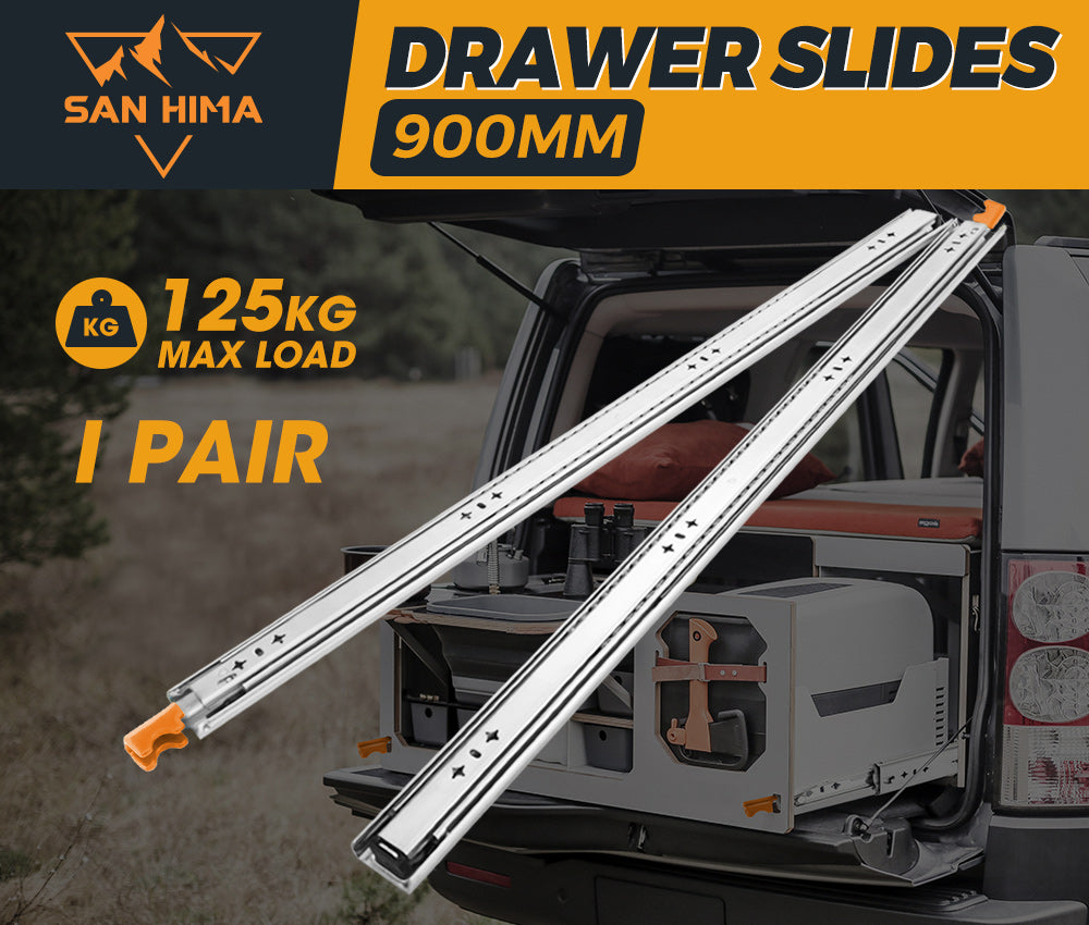 125KG Pair Locking Drawer Slides 900mm Runners Trailer Draw Full Extension 4x4