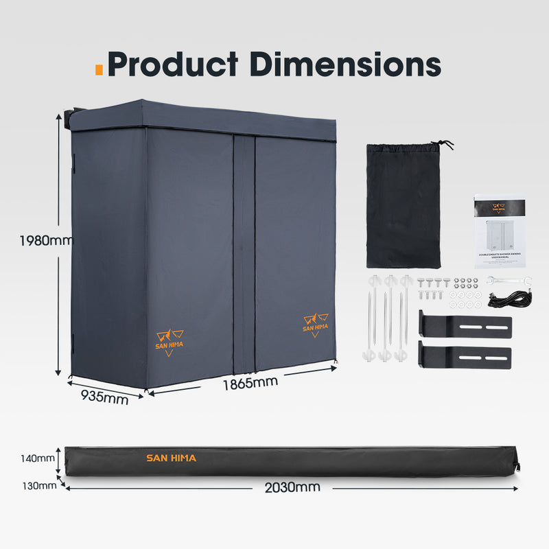 San Hima Dual Shower Awning Instant Fold-Out Ensuite Tent Camping Change Room