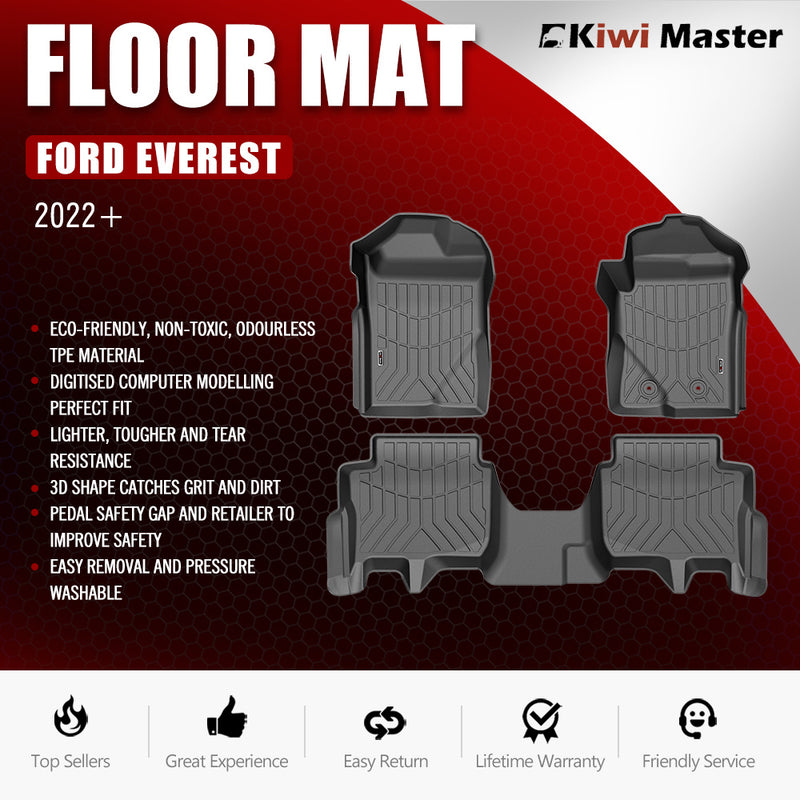 Kiwi Master 3D TPE Car Floor Mats Liner For Ford Everest 2022+