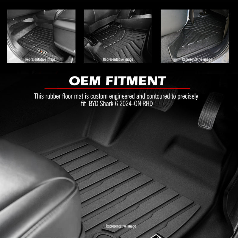 Kiwi Master 3D TPE Car Floor Mats For BYD Shark 6 2024-ON RHD All-Weather