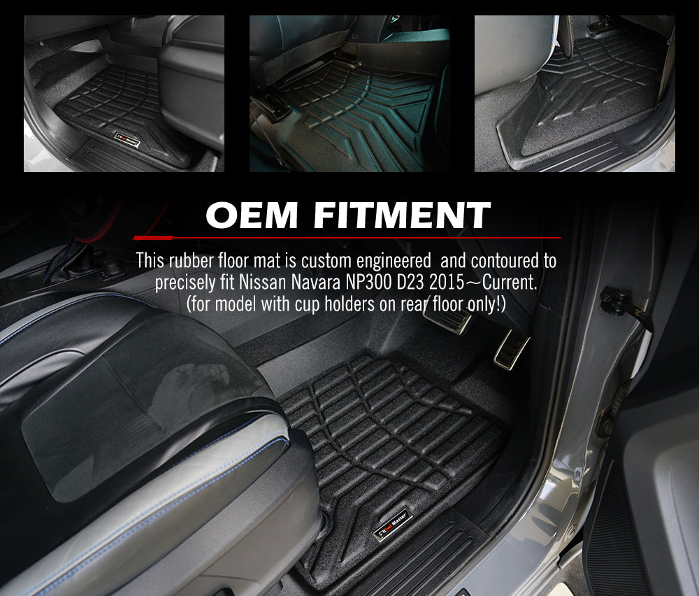 KIWI MASTER 3D TPE Floor Mats With Cup Holder for Nissan Navara NP300 D23 2015-Current
