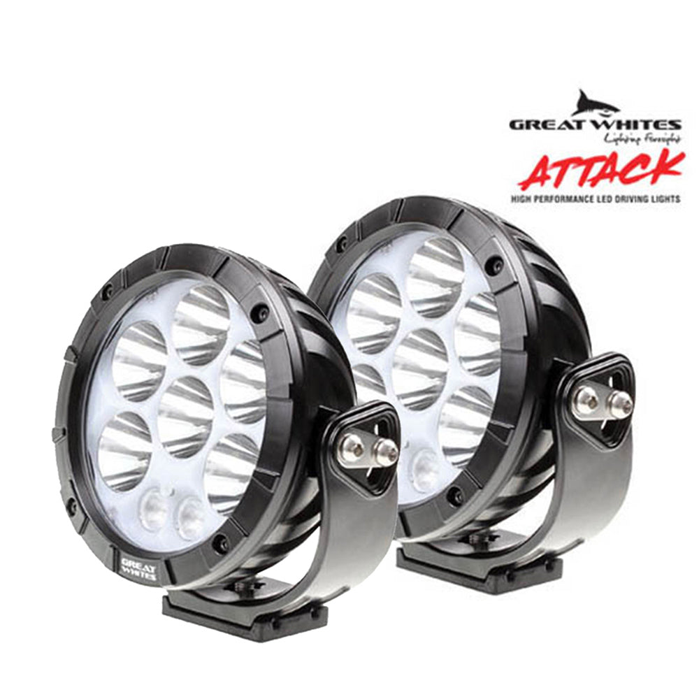 Great Whites 170mm Round Driving Lights Pair 4WD 4X4 Offroad Spotlight