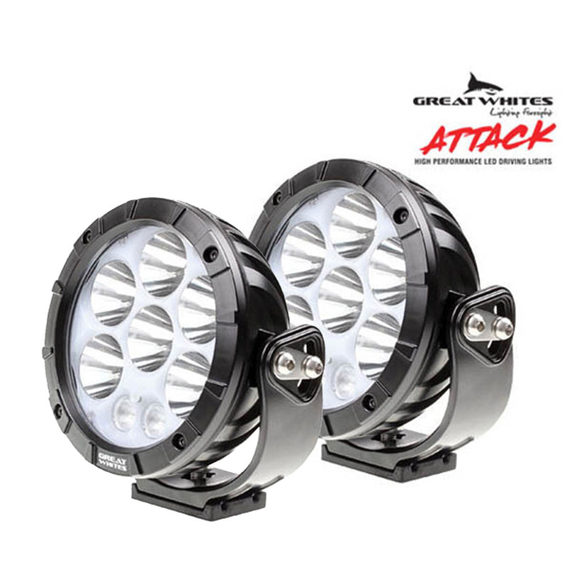 Great Whites 170mm Round Driving Lights Pair 4WD 4X4 Offroad Spotlight