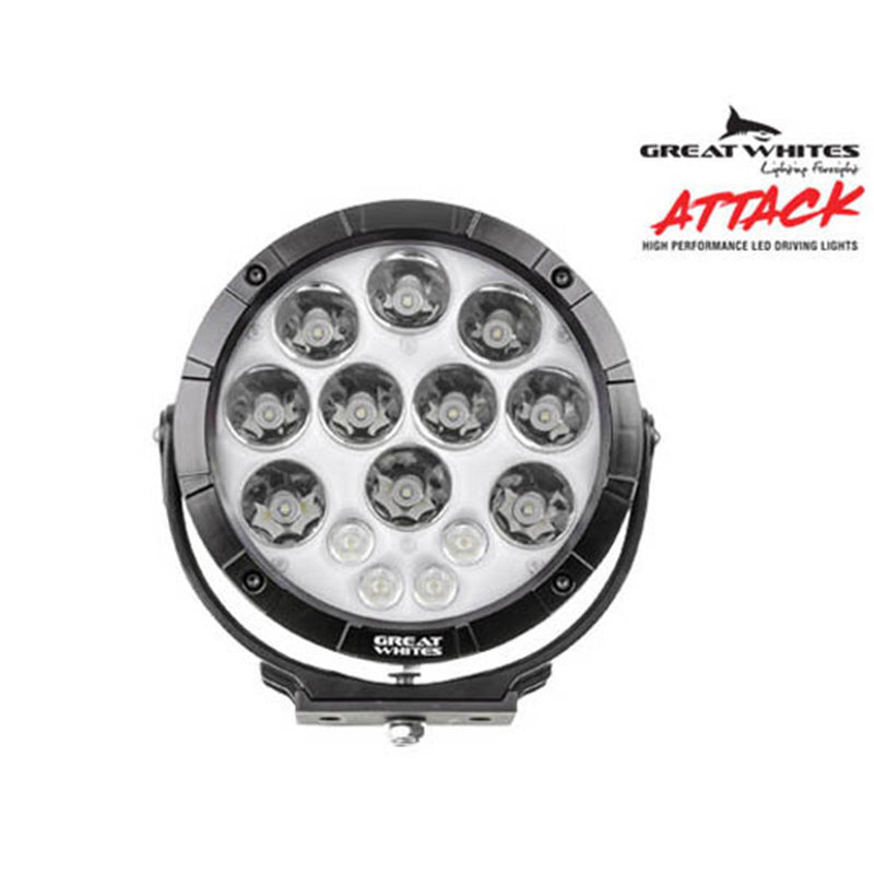 Great Whites Pair 220mm Round Driving Light Single 4WD 4X4 Offroad Spotlight