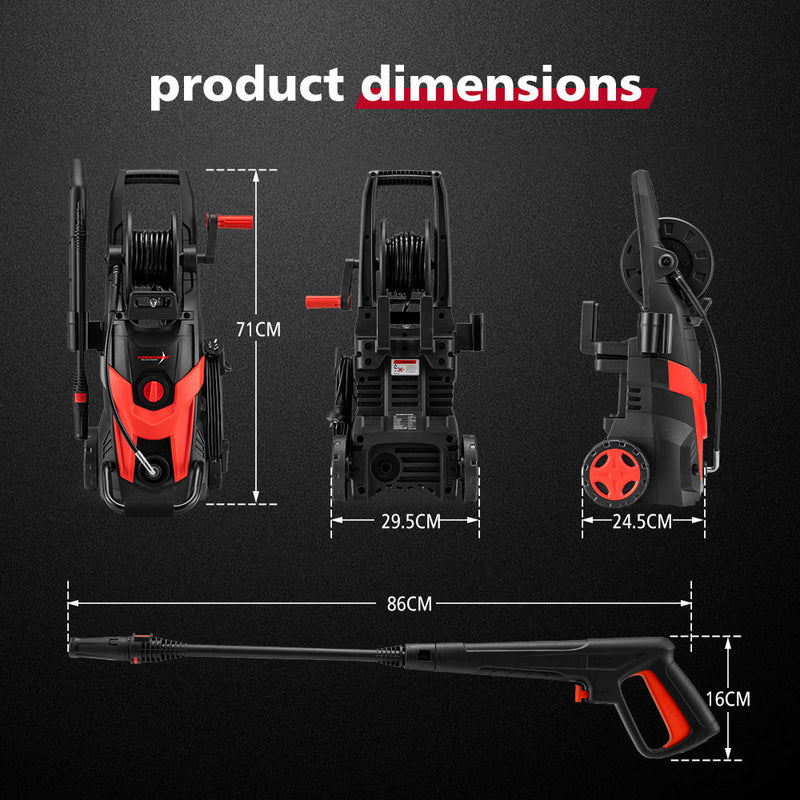Fieryred 2700W Peak High Pressure Washer Cleaner Hose Electric MAX 4200PSI