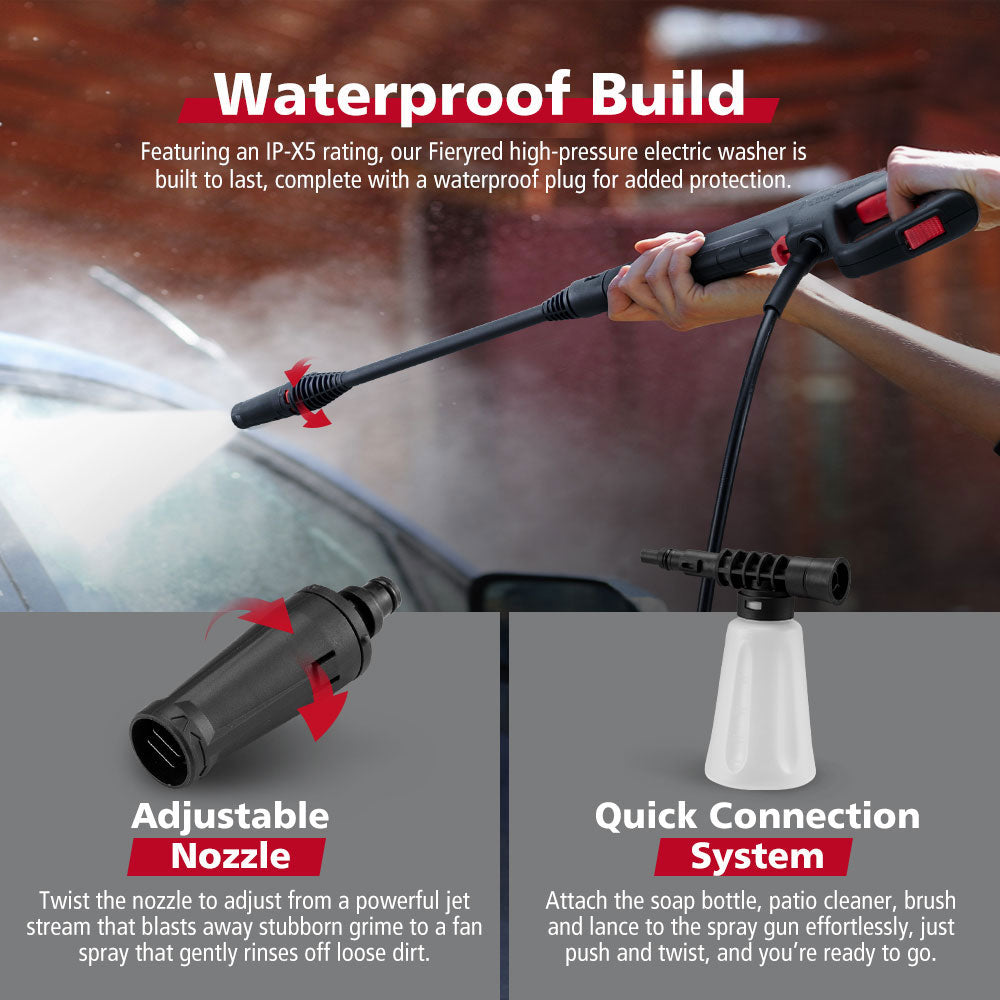 2700W Peak High Pressure Washer Cleaner Red 4200PSI + 10PCS Car Cleaning Kit