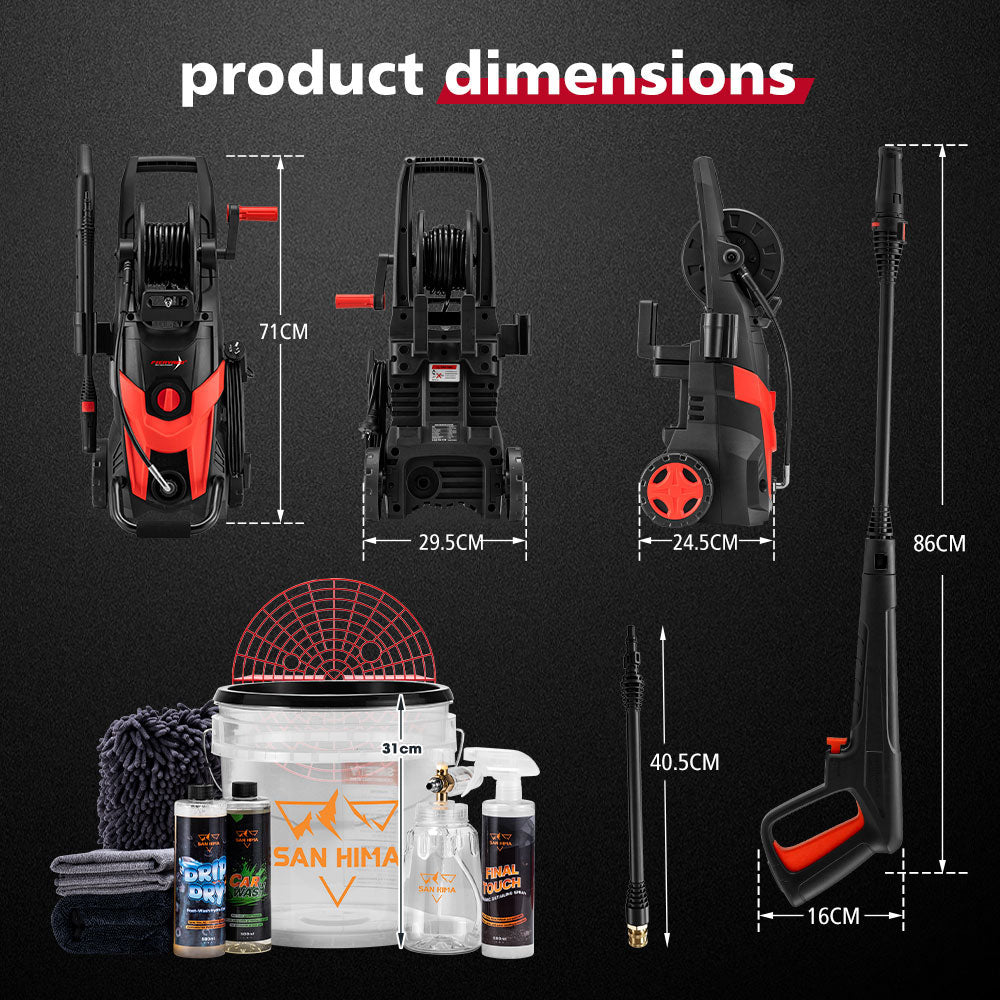 2700W Peak High Pressure Washer Cleaner Red 4200PSI + 10PCS Car Cleaning Kit