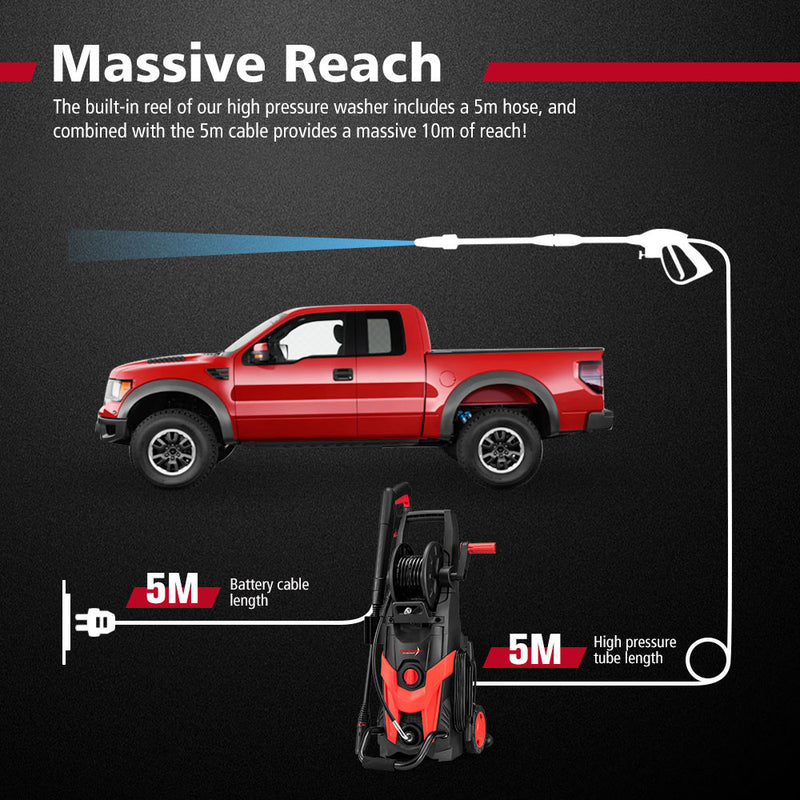 2700W Peak High Pressure Washer Cleaner Red 4200PSI + 18PCS Car Cleaning Kit