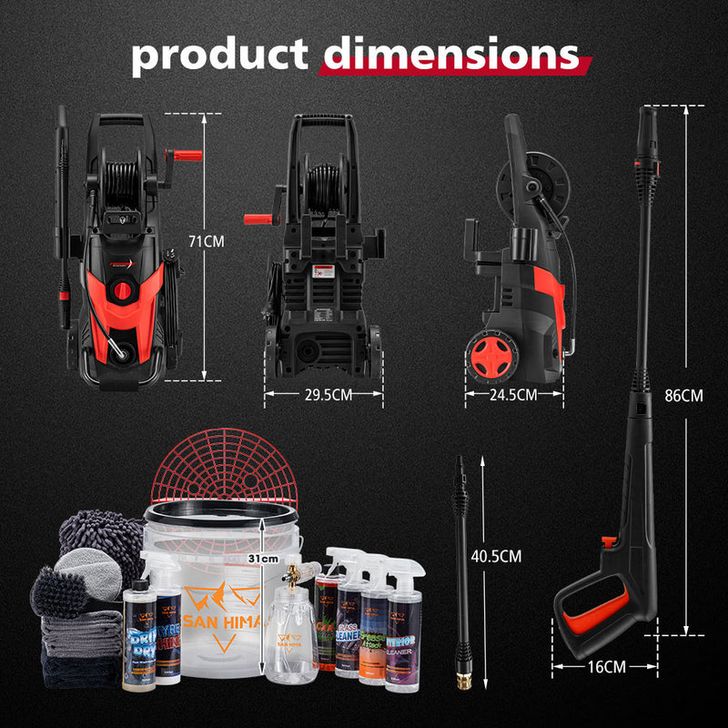 2700W Peak High Pressure Washer Cleaner Red 4200PSI + 18PCS Car Cleaning Kit