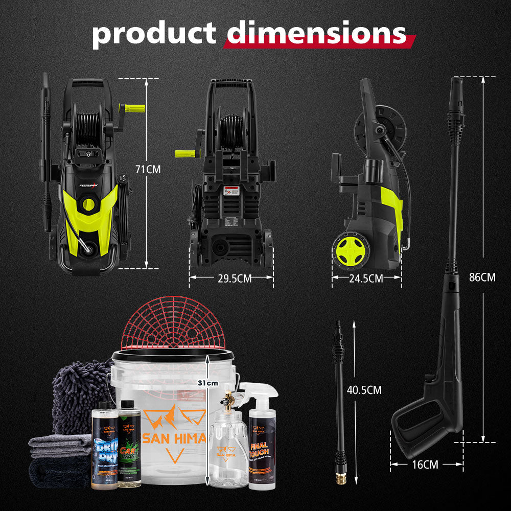 2700W Peak High Pressure Washer Cleaner Green 4200PSI + 10PCS Car Cleaning Kit