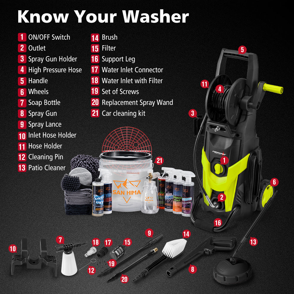 2700W Peak High Pressure Washer Cleaner Green 4200PSI + 18PCS Car Cleaning Kit