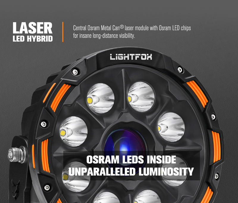 LIGHTFOX Meteorx 7 inch+9 inch Osram Laser LED Driving Lights