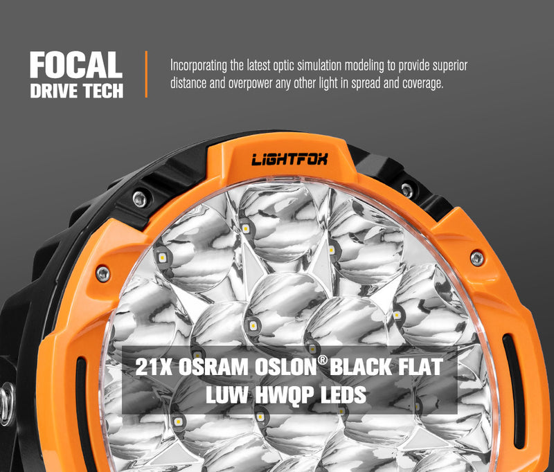 Lightfox Starrix 7inch Osram LED Driving Light 1Lux@1,287M IP68 15,366 lumen