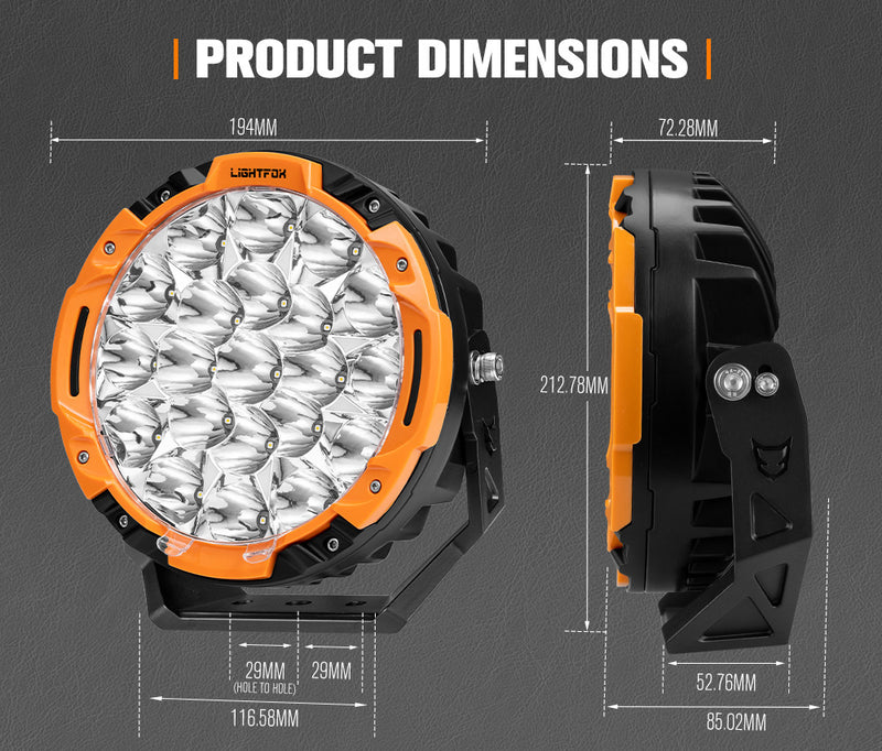 Lightfox Starrix 7inch Osram LED Driving Light 1Lux@1,287M IP68 15,366 lumen