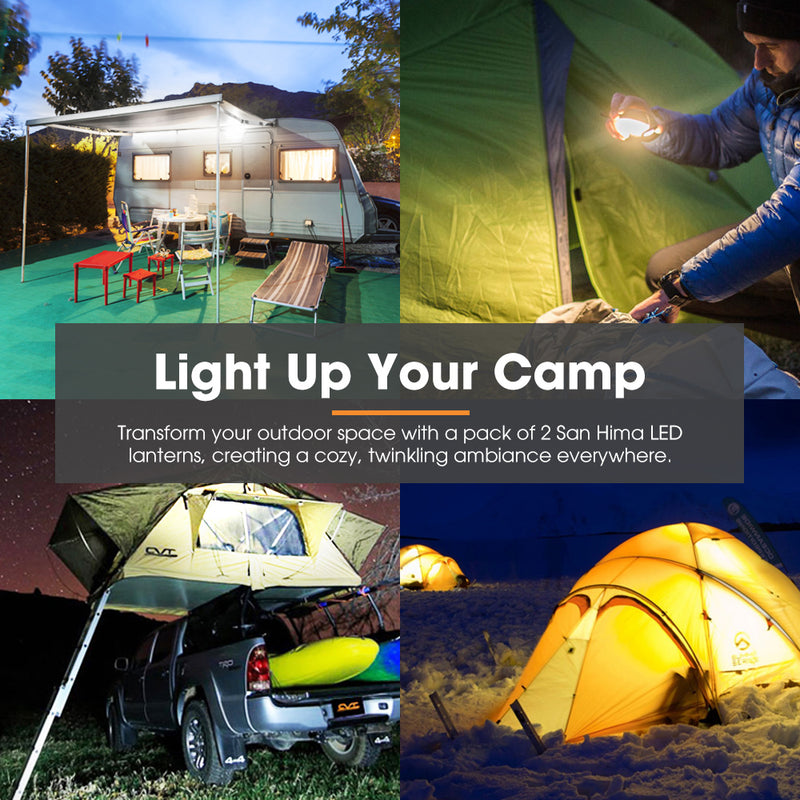 San Hima 6X Led Camping Lights Amber White Rechargeable w/ Lithium Battery