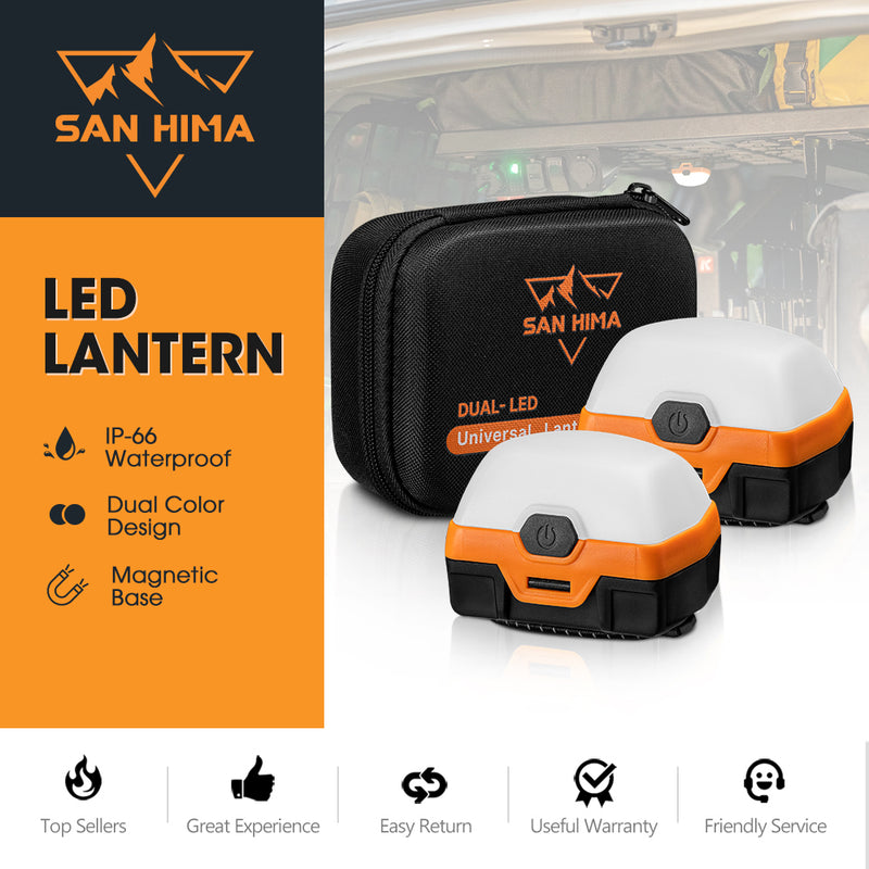 San Hima 4X 6X 8X Led Camping Lights Amber White Rechargeable w/ Lithium Battery