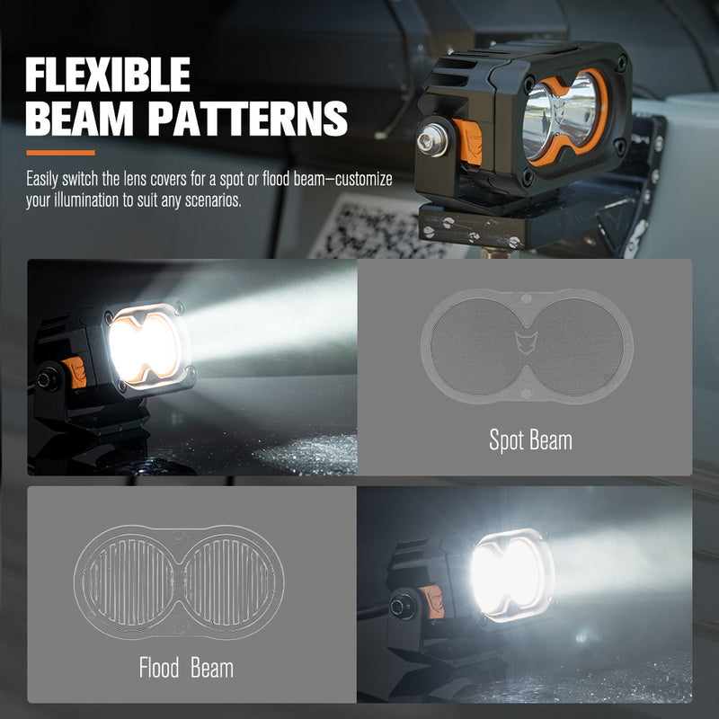 LIGHTFOX Cygnus-2 Pair 3inch Osram LED Pod Lights 1Lux@348m IP68 4,052LM