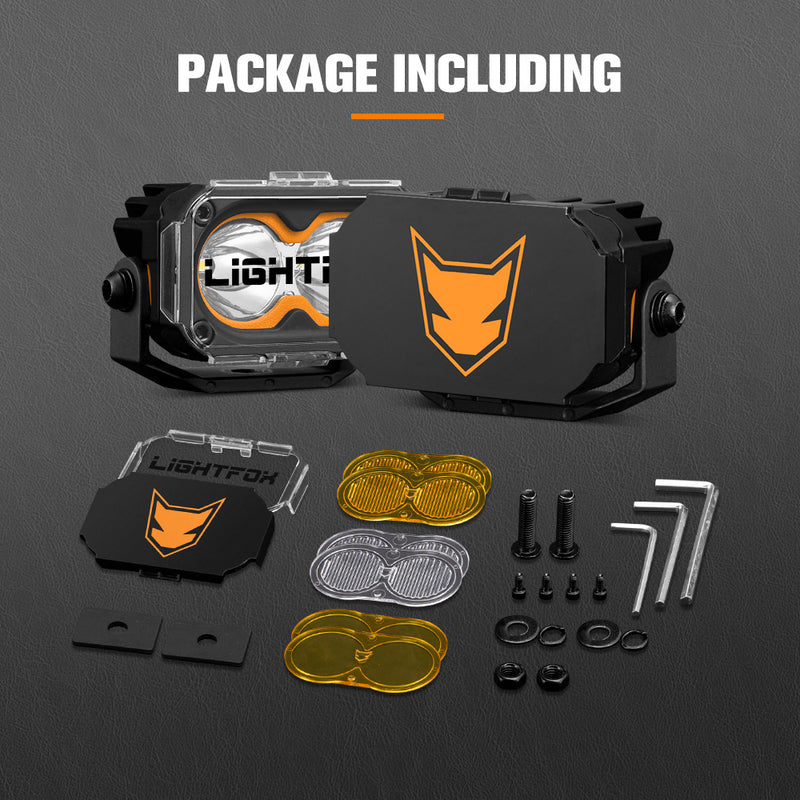 LIGHTFOX Cygnus-2 Pair 3inch Osram LED Pod Lights 1Lux@348m IP68 4,052LM