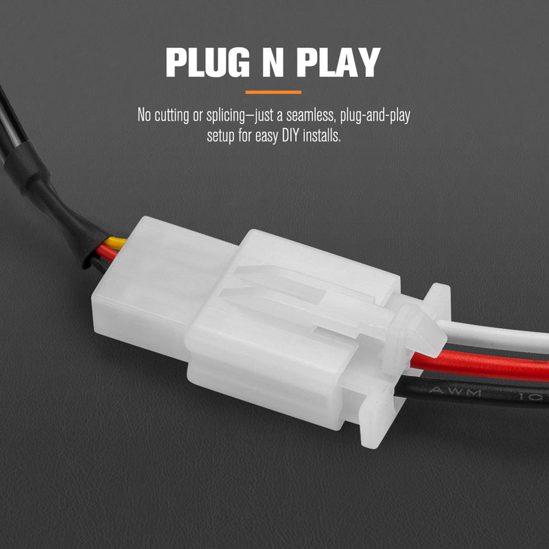 Lightfox 1 Way High Beam Wiring Harness w/ DT 2-Pin Connector For LED Light Bar