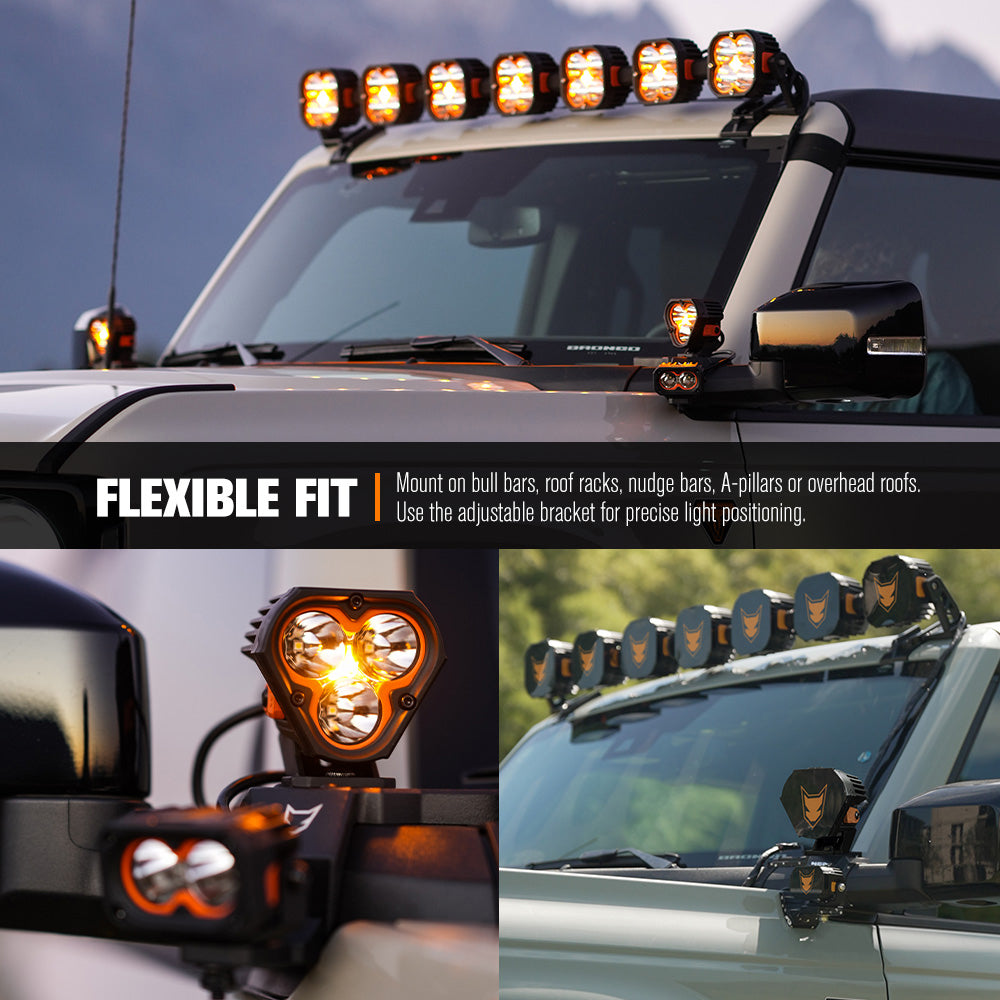 LIGHTFOX Pair 3inch Cygnus-3 Osram LED Pod Lights w/ 3 pin DT Connector 1Lux@360m 3,236LM
