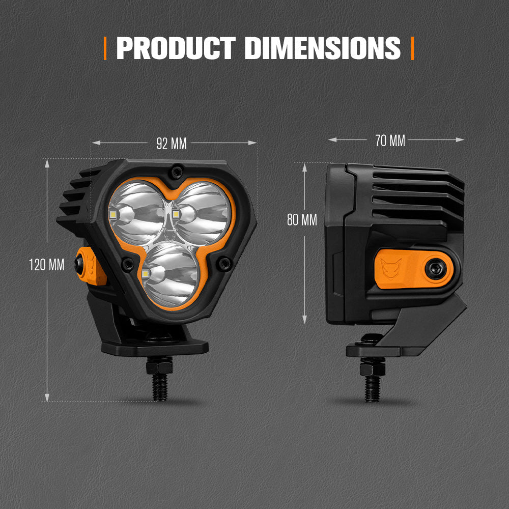LIGHTFOX Pair 3inch Cygnus-3 Osram LED Pod Lights w/ 3 pin DT Connector 1Lux@360m 3,236LM