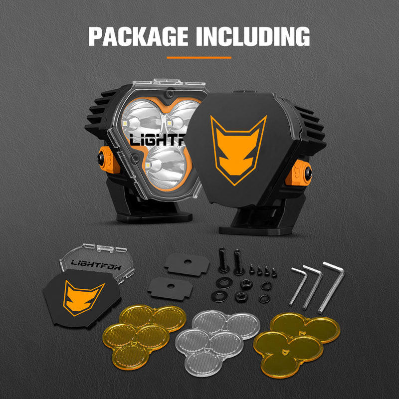 LIGHTFOX Cygnus-3 Pair 3inch Osram LED Pod Lights 1Lux@458m IP68 6,472LM