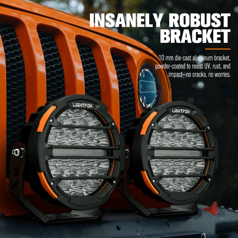 Lightfox Polaris Pair 7inch Osram LED Driving Lights 1Lux@1,230m IP68 15,972LM