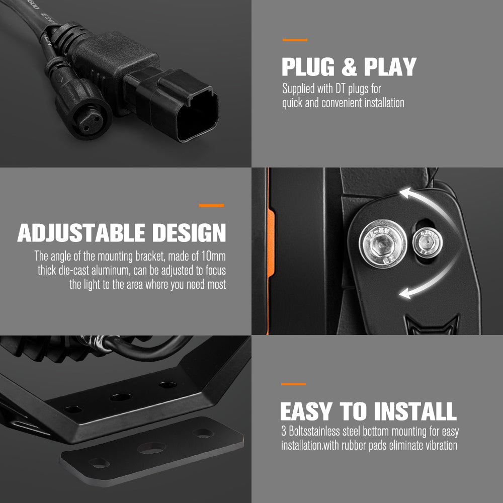 Lightfox Pair 7" Osram LED Driving Lights Round Spotlight Spot DRL Headlight