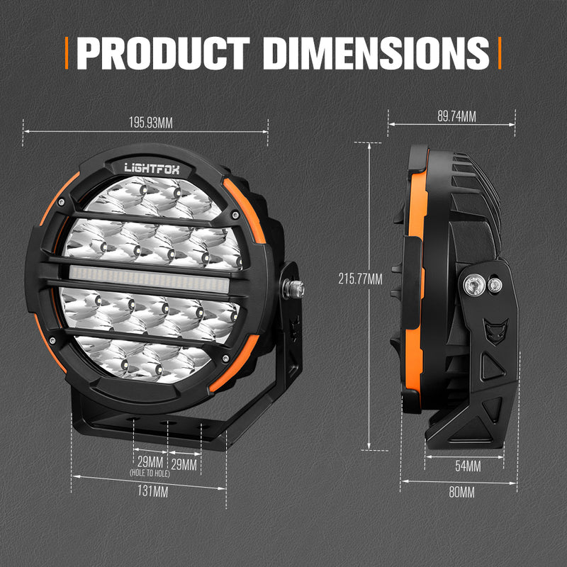Lightfox Polaris Pair 7inch Osram LED Driving Lights 1Lux@1,230m IP68 15,972LM