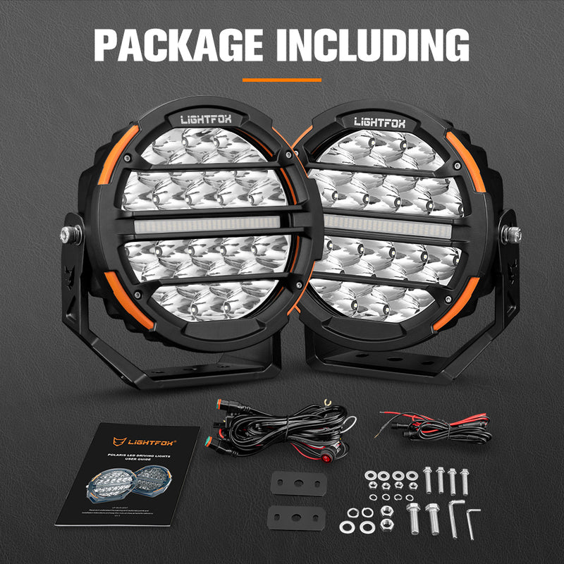Lightfox Polaris Pair 7inch Osram LED Driving Lights 1Lux@1,230m IP68 15,972LM