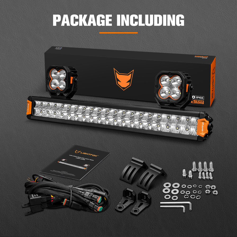 Lightfox 20" Osram LED Light Bar + Pair 3" LED Pod Lights Combo Kit Offroad 4WD