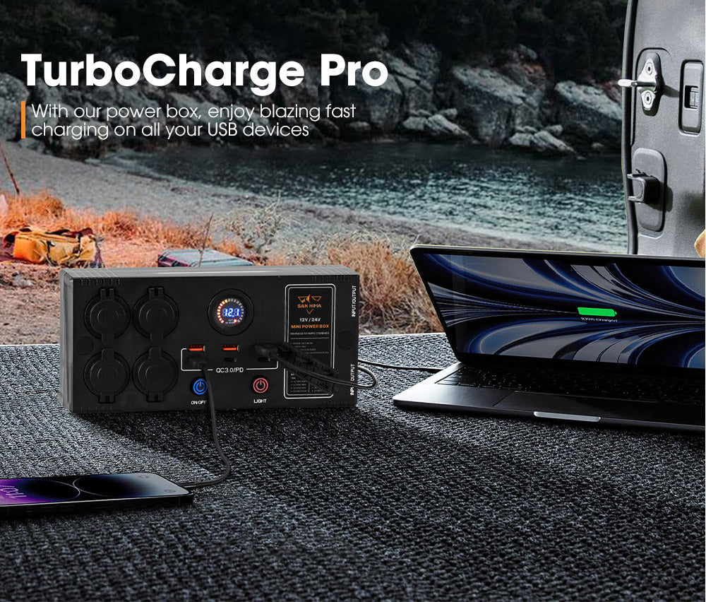 San Hima 12V/24V Portable Mini Power Box Control Hub QC 3.0 Ports W/ L ...