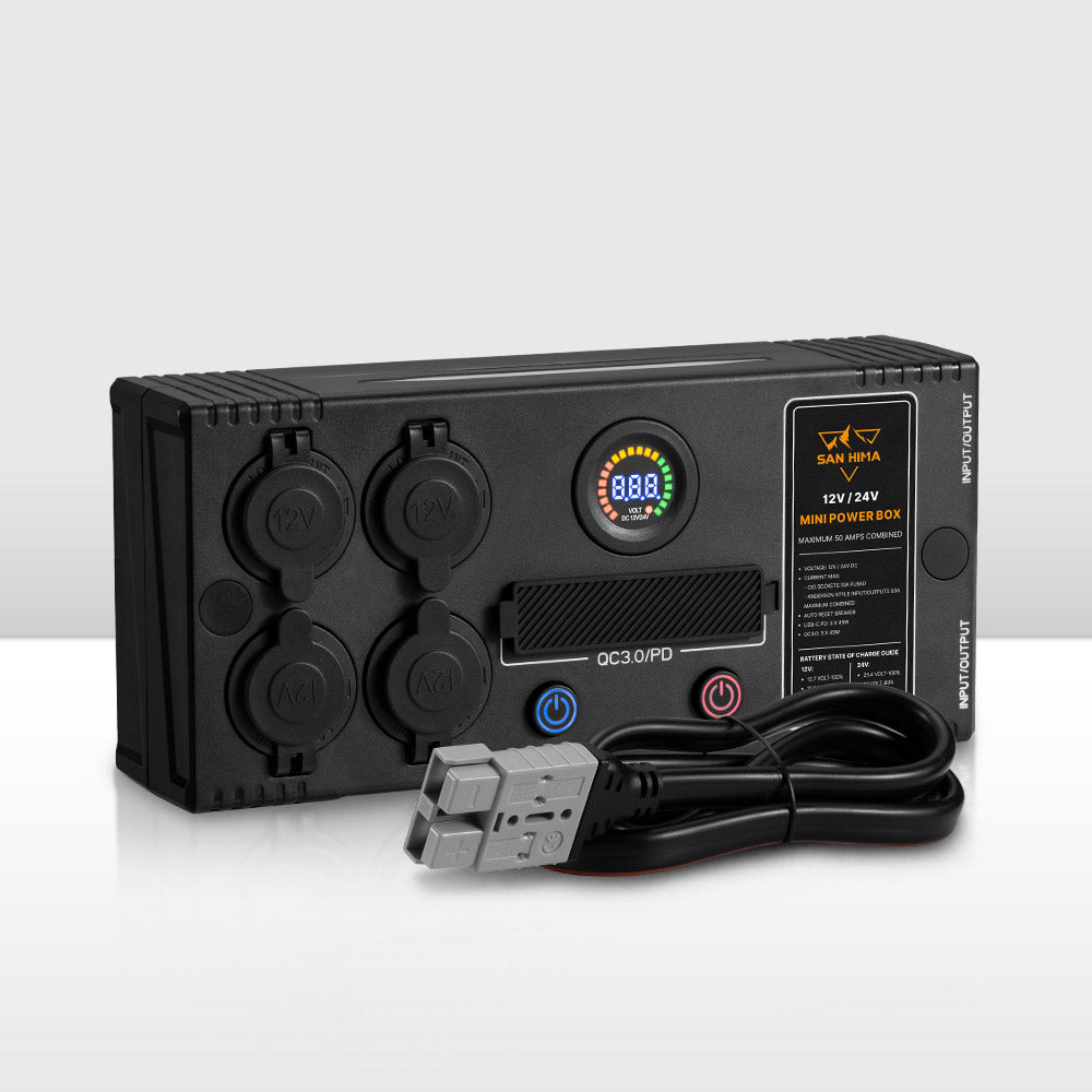 Compact Power Box San Hima 12V/24V Portable Mini Power Box Control Hub QC 3.0 Ports W/ L