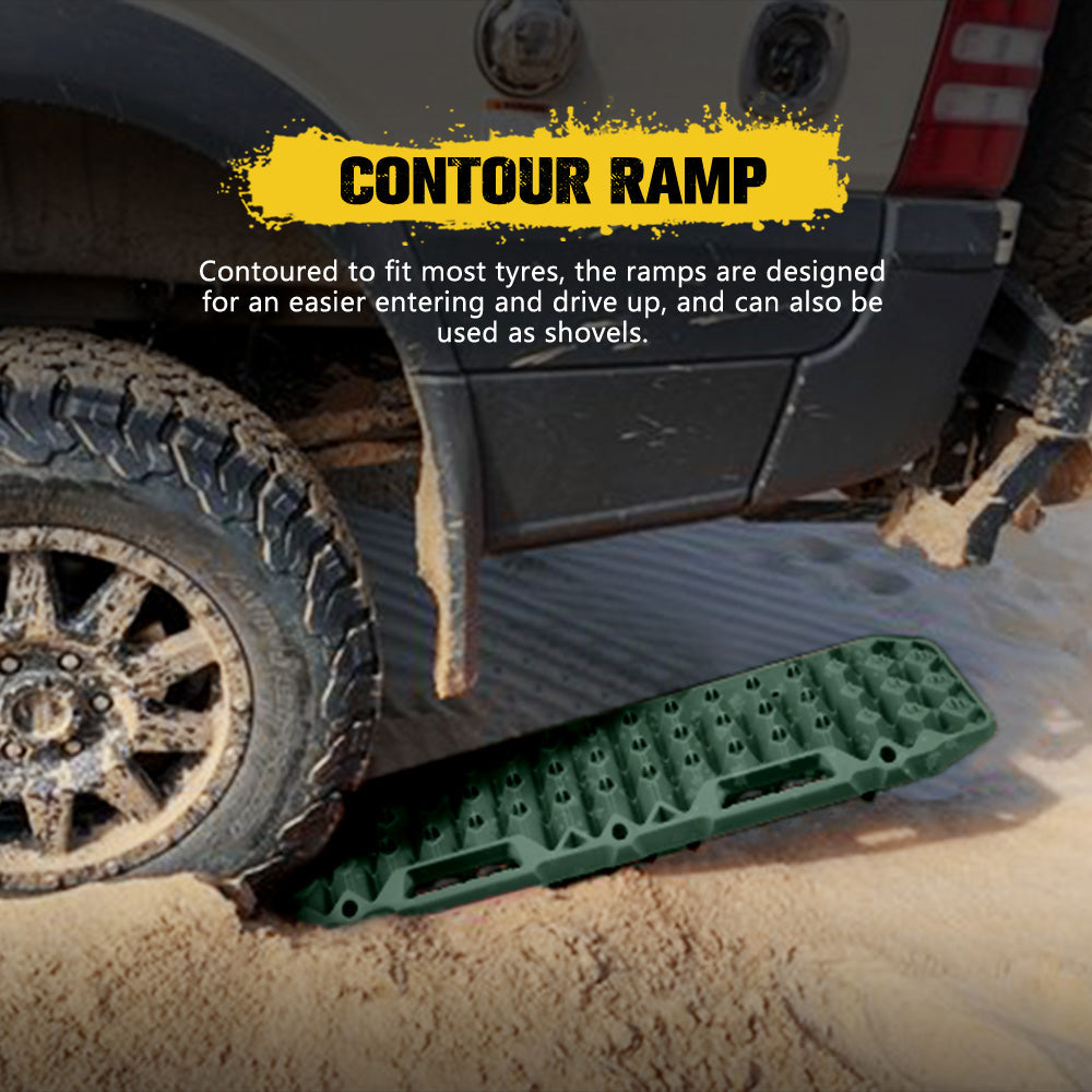 Bunker Indust 2PCS Recovery Tracks Board 10T Mud Sand Snow Traction Boards Green