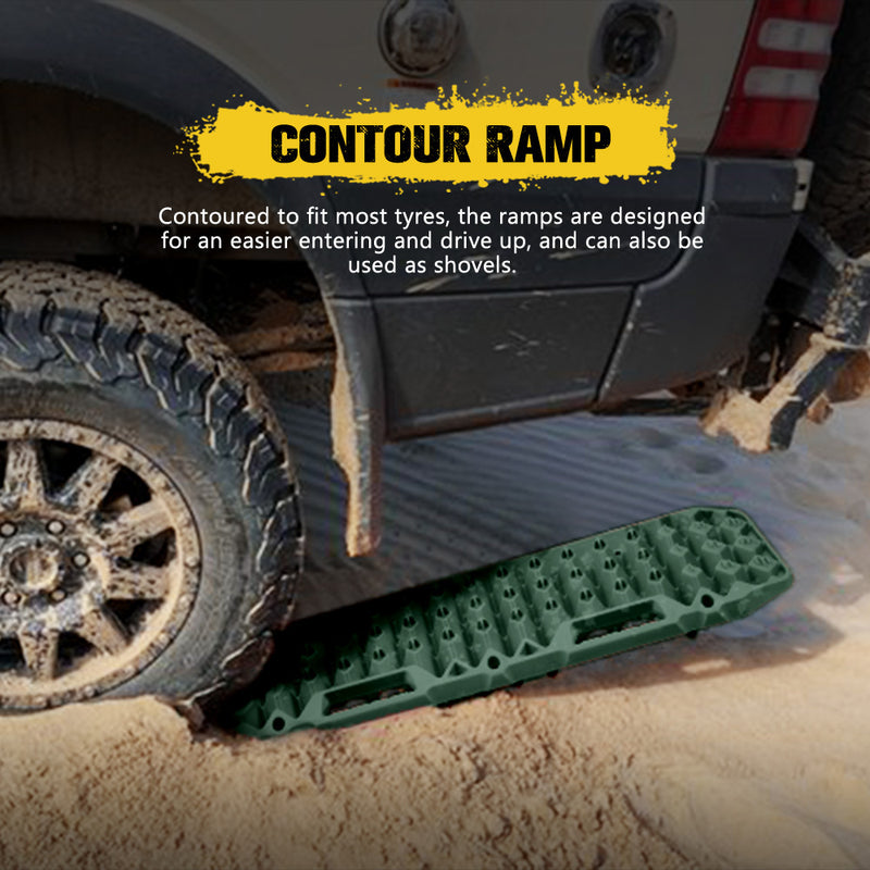Bunker Indust 2PCS Recovery Tracks Board 10T Mud Sand Snow Traction Boards Green