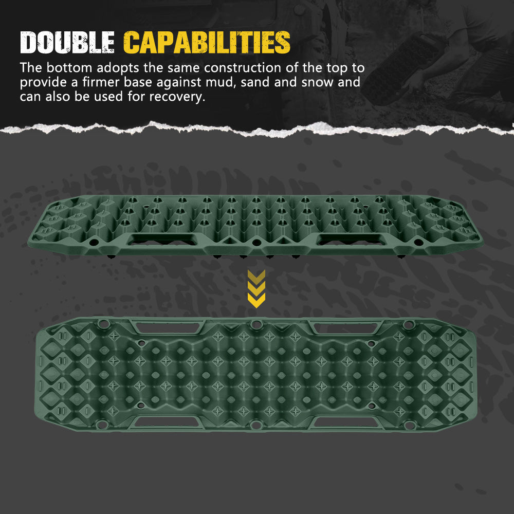 Bunker Indust 2PCS Recovery Tracks Board 10T Mud Sand Snow Traction Boards Green