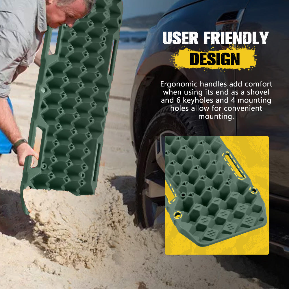 Bunker Indust 2PCS Recovery Tracks Board 10T Mud Sand Snow Traction Boards Green