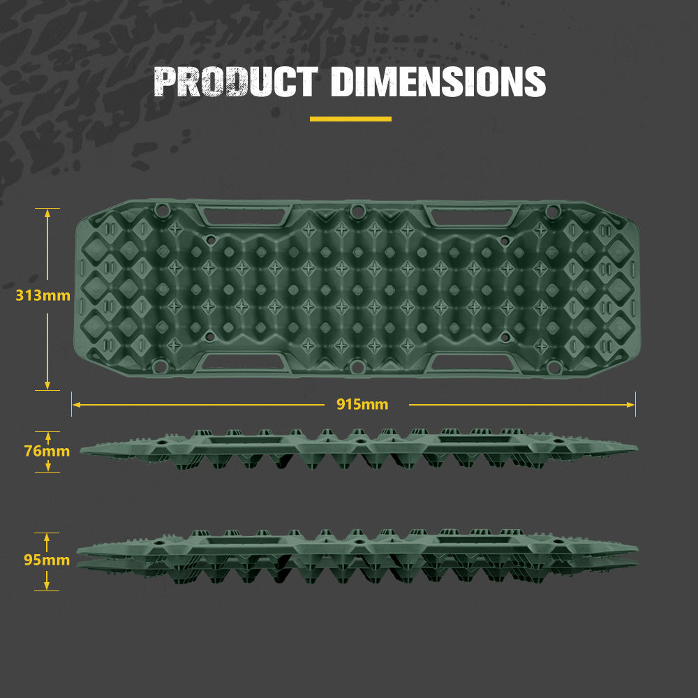 Bunker Indust 2PCS Recovery Tracks Board 10T Mud Sand Snow Traction Boards Green