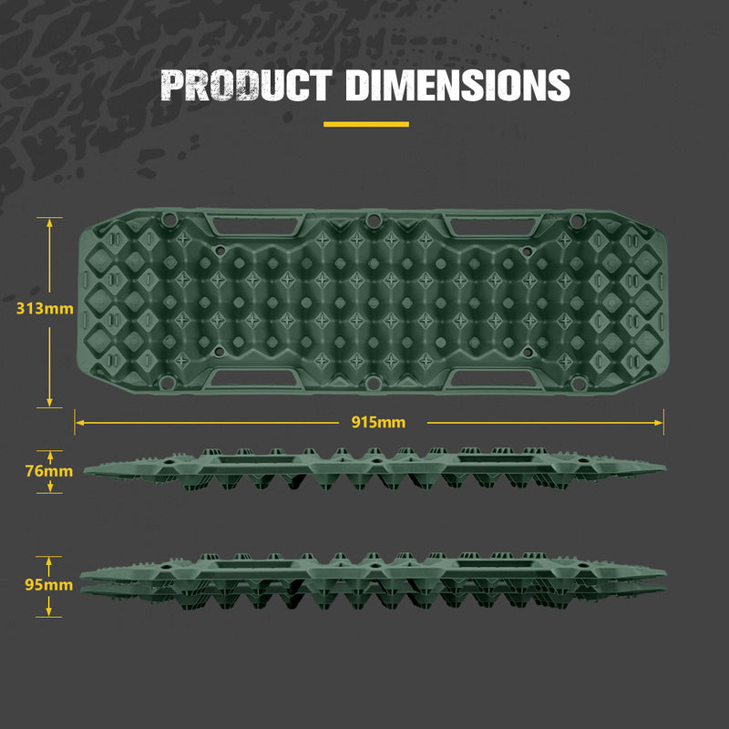 Bunker Indust 2PCS Recovery Tracks Board 10T Mud Sand Snow Traction Boards Green