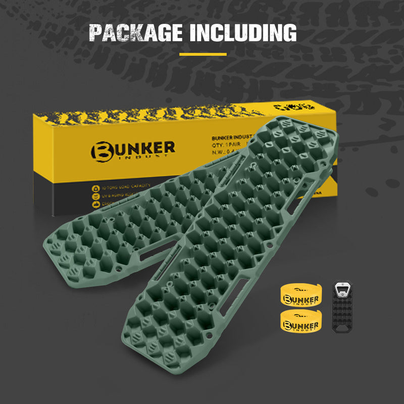 Bunker Indust 2PCS Recovery Tracks Board 10T Mud Sand Snow Traction Boards Green