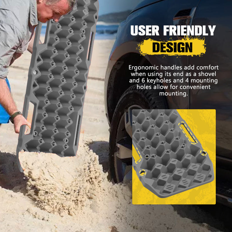 Bunker Indust 2PCS Recovery Tracks Board 10T Mud Sand Snow Traction Boards Grey