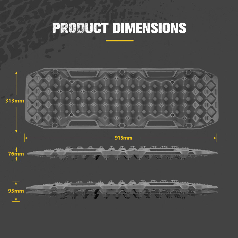 Bunker Indust 2PCS Recovery Tracks Board 10T Mud Sand Snow Traction Boards Grey
