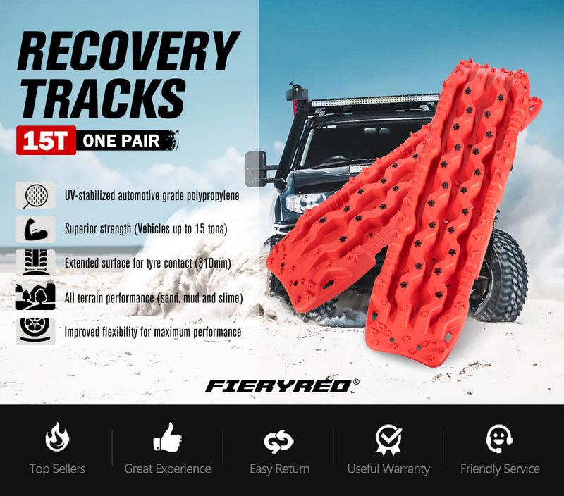 FIERYRED Pro Recovery Tracks Board 15T Sand Snow Mud Red Car 4x4
