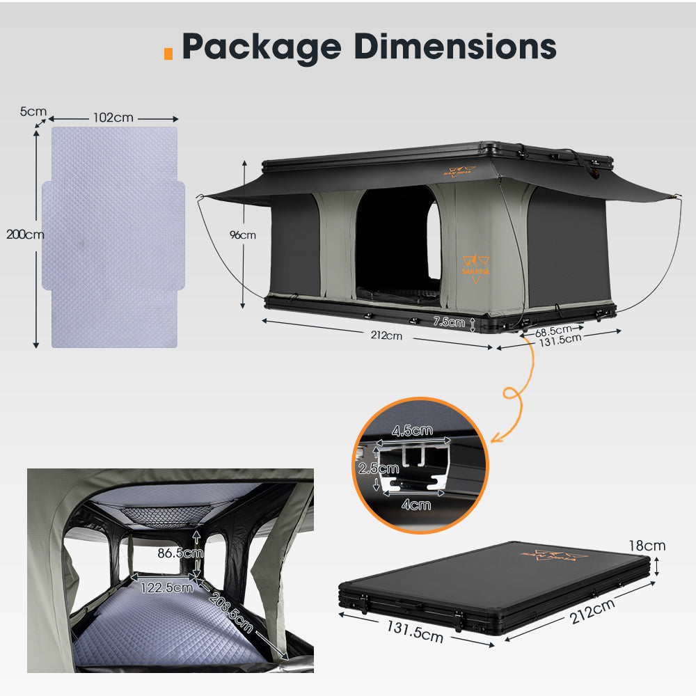 San Hima Gibb Rooftop Tent Hardshell With Ladder Outdoor Waterproof Camping 4X4